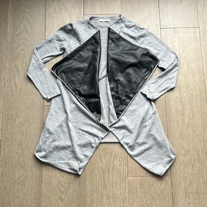 Zara Knit Grey faux leather cardigan